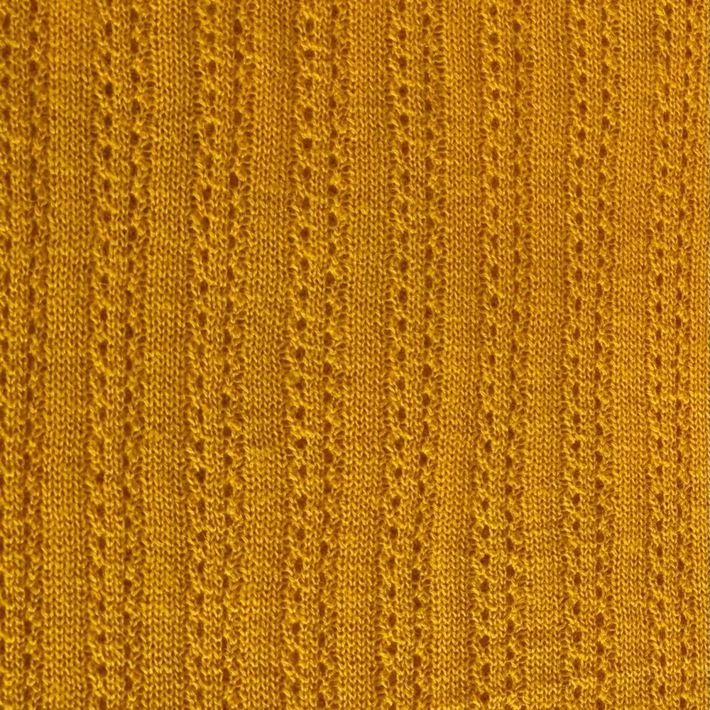 EUC Vtg KAREN WALKER 100% Cashmere Open Weave 3/4 Sleeve Sweater 6 Yellow Gold - Picture 5 of 14